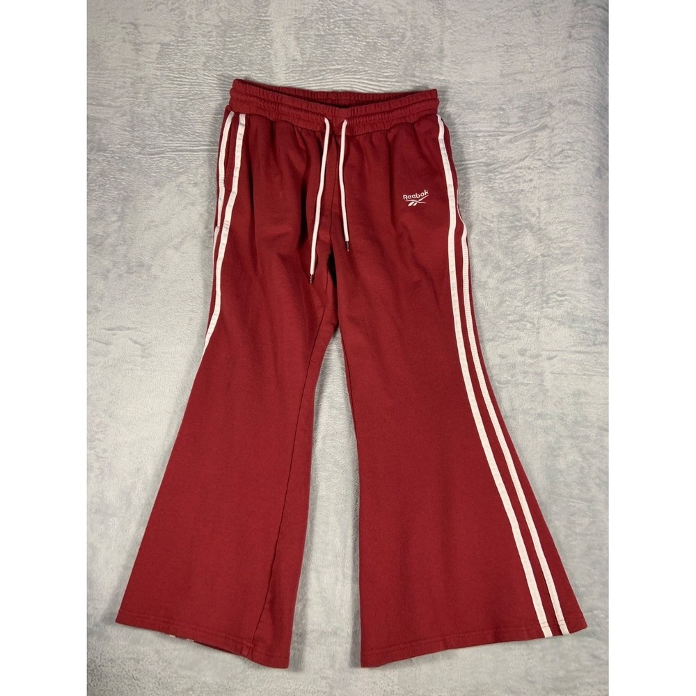 Reebok Flare Leg Track Pants Women Plus Burgundy Cotton Blend Athletic Used